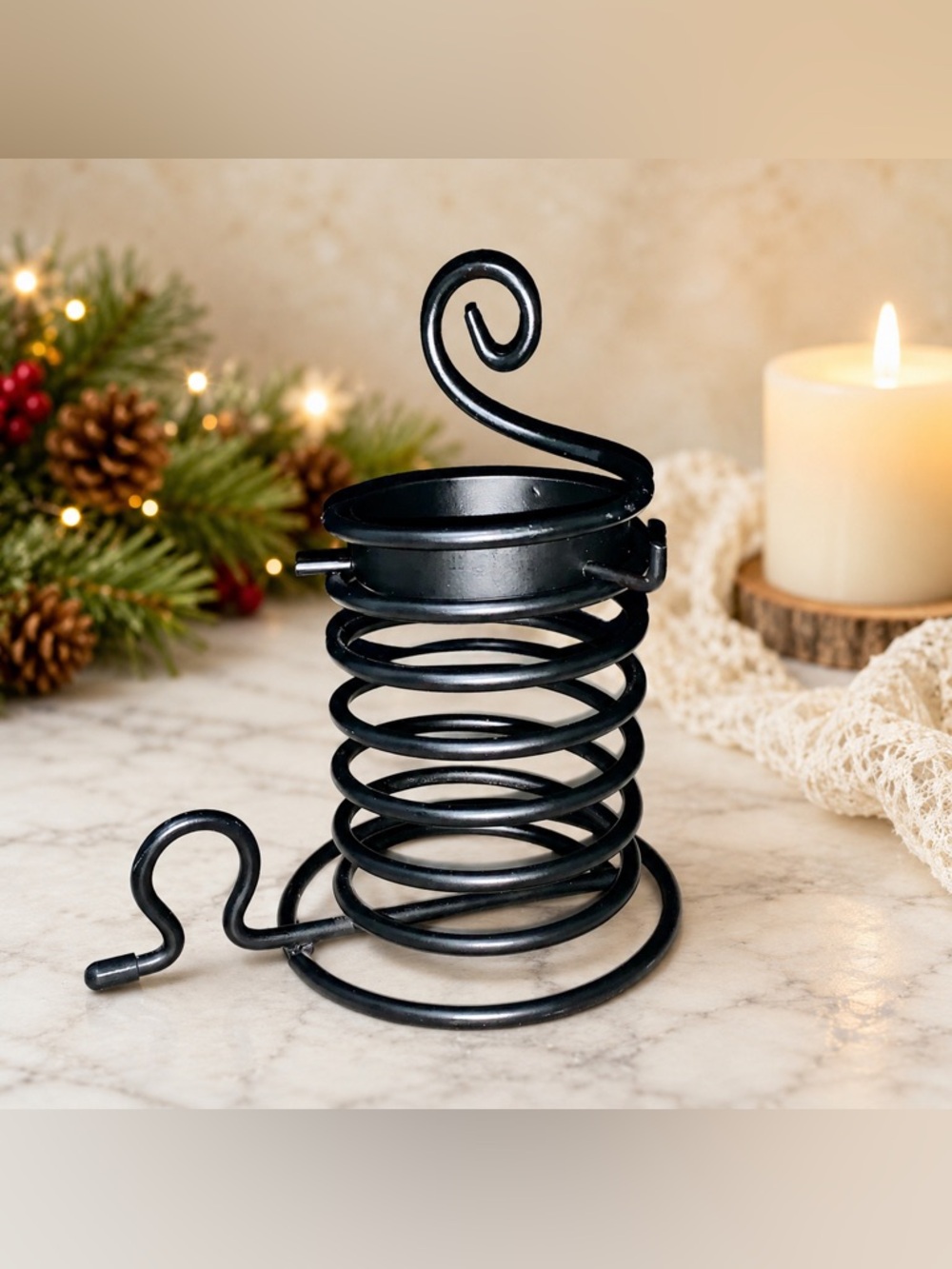 🕯️At Home America Black Metal Adjustable Spiral Candle Holder – Never Used